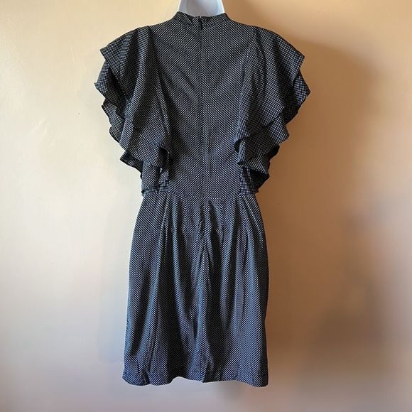 Avec Les Filles Navy and White Polka Dot Ruffle Dress Sz XS - Picture 3 of 6